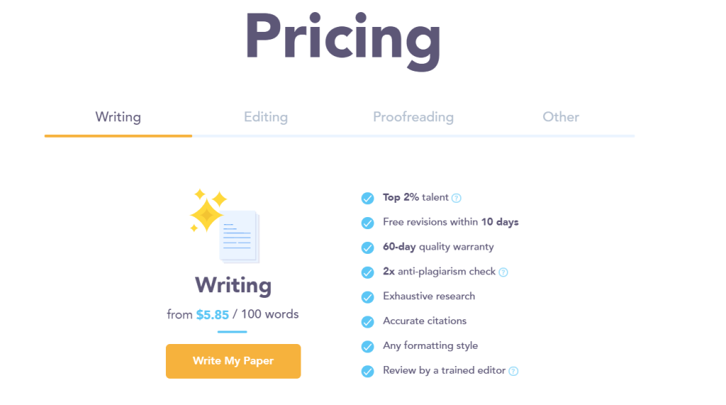 Prices for writing at AssignmentGeek